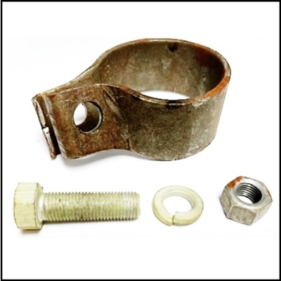 PN 662120 - 1064456 tail pipe clamp w/hardware for 1929-38 Plymouth - Dodge - DeSoto - Chrysler & 1929-58 Dodge - Fargo - Plymouth trucks