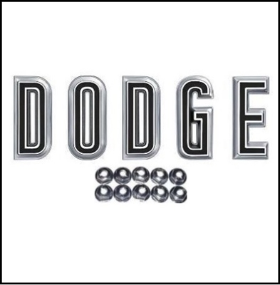 Chrome "DODGE" letters with retaining nuts for the hood of all 1967 Dodge Charger and Coronet Deluxe - R/T - 440 - 500