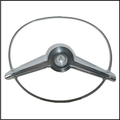 PN 2401195 chrome horn ring with center ornament for 1963 Dodge B-Body