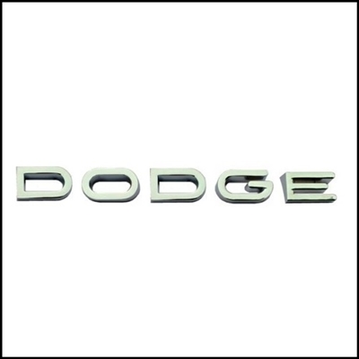 MoPar licensed reproduction "D" - "O" - "D" - "G" - "E" chrome letters for the hood of 1961-68 Dodge pick-ups and other conventional cab trucks