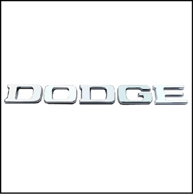 MoPar licensed reproduction "D" - "O" - "D" - "G" - "E" chrome letters for the hood of 1969-71 Dodge pick-ups and other conventional cab trucks
