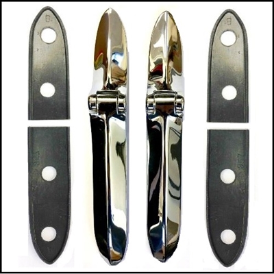 Pair of PN 742854 - 742855 deck lid hinges with molded rubber pads for 1937-39 Plymouth - Dodge - DeSoto - Chrysler 2- and 4-door trunk back sedans