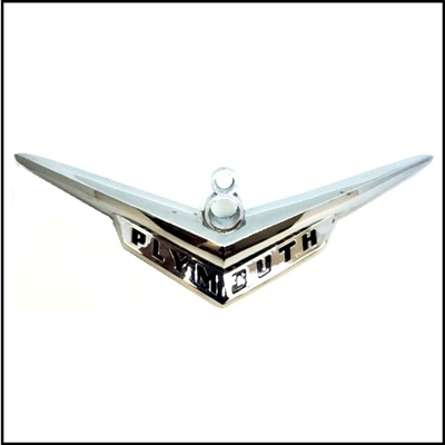 NOS PN 1599554 chrome hood ornament for 1955 Plymouth V-8