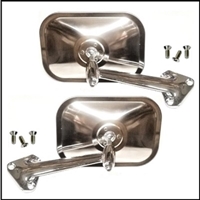 Pair of PN 2502899 - 2503731 bright finish mirrors w/screws for 1964-70 Dodge A-100 trucks and vans and 1967-70 A-108 vans