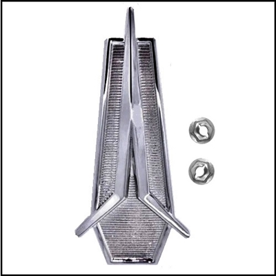 PN 2851777 emblem for the upper center of the rear seat of 1968-69 Plymouth Belvedere - GTX - RoadRunner - Satellite with front bucket seats