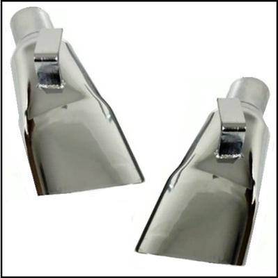 Pair of PN 2856255 - 2856256 chrome exhaust extensions for 1967 Plymouth B-Body
