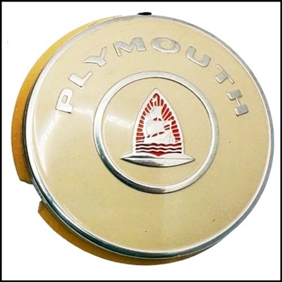 NOS PN 1115762 steering wheel center ornament for 1946-49 Plymouth P15