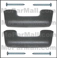 Pair of black cab arm rests with correct mounting screws for all 1964-67 Dodge A100 - A108 compact pick-ups and vans
