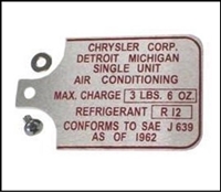A/C Compressor Tag for 1966-1970 Plymouth & Dodge B-Body