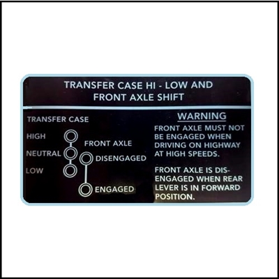 Dual-lever transfer case instruction decal for the dash of all 1961-68 W100 - W200 - W300 Power Wagons