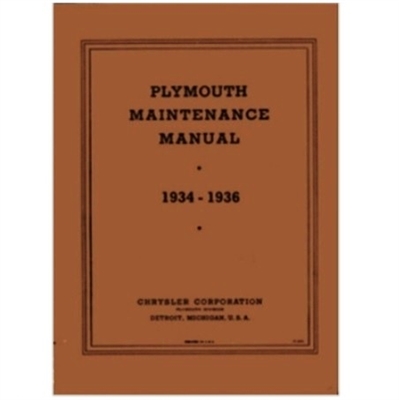 Chrysler Corp. factory shop manual for all 1934-36 Plymouth PE - PF - PG - PJ - P1 - P2