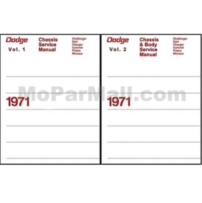 Service manual for all 1971 Dodge Challenger - Charger - Coronet - Dart - Demon - Monaco - Polara