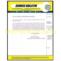 Service bulletin providing supplemental informatio