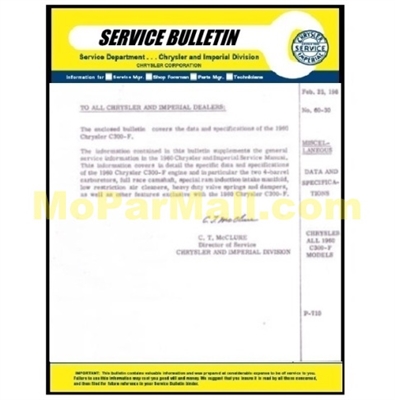 Service bulletin providing supplemental informatio