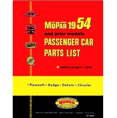 MoPar parts manual for all 1953-54 Plymouth - Dodge - DeSoto - Chrysler passenger cars