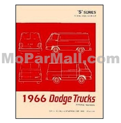 New Chrysler Corp authorized reprint of the original factory shop manual for all 1966 Dodge A-100 trucks and vans