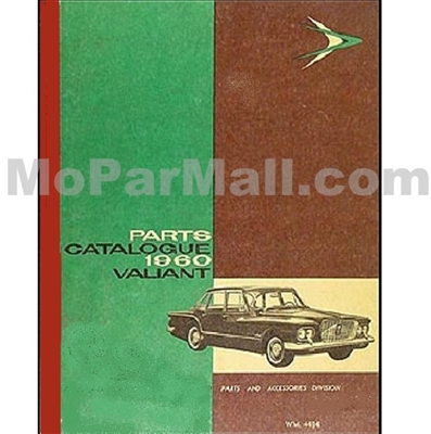 Original Chrysler Corp. MoPar parts list for all 1960 Valiant
