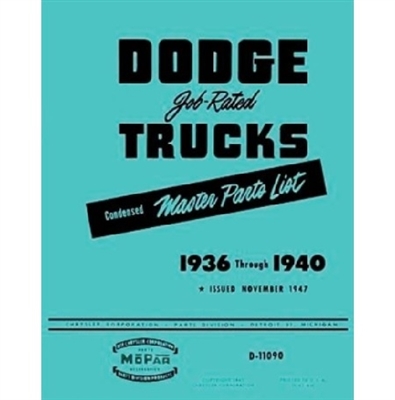 Reprint of the original factory MoPar parts list for all 1936-40 Dodge and Plymouth trucks