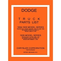 Reprint of the original factory MoPar parts list for 1934-35 Dodge 1/2-ton through 4-ton trucks