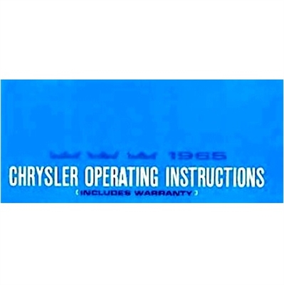 Owner/operator manual for all 1965 Chrysler Newport - New Yorker - Town/Country - 300 - 300L