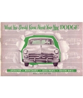 New re-print of the original Chrysler Corp. glovebox manual for all 1950 Dodge Coronet - Meadowbrook - Sierra - Wayfarer