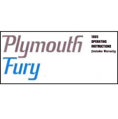 FaReprint of the original factory owner/operator manual originally supplied in the glove box of all 1965 Plymouth Fury I, Fury II, Fury III, Sport Fury