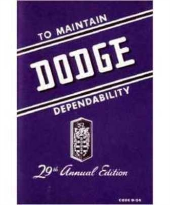 Factory Owners Manual for 1946-1948 Dodge Passenger Cars