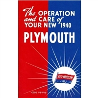 Factory Owner Manual  for 1940 Plymouth
