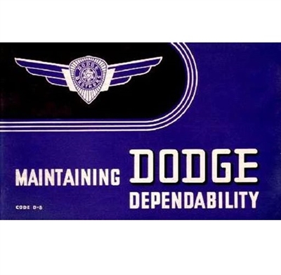 New Chrysler Corp. authorized reprint of the original factory owner/operator's manual for all 1938 Dodge D8