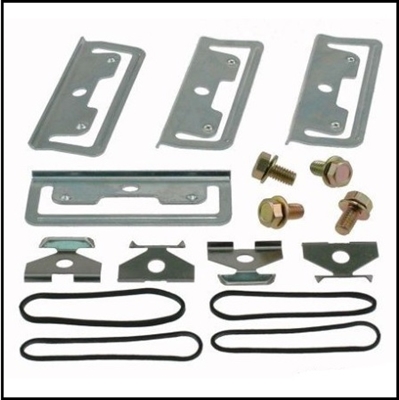 16-piece disc brake pad retaining hardware kit for the front of 1974-76 Plymouth Fury; 1974-76 Dodge Monaco; 1974-1976 Chrysler and the front/rear of all 1974-76 Imperial