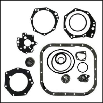 All the seals and gaskets required to eliminate leaks on the A466 (Cast Iron) TorqueFlite 3-speed automatic transmissions