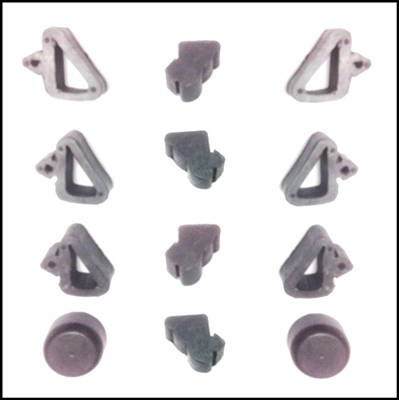 12-piece set of rubber hood snubbers for all 1955-59 Chrysler Corp. passenger Cars
