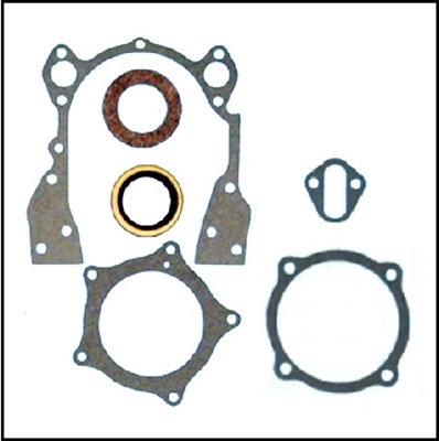 Timing cover gasket, water pump gasket(s), fuel pump gasket and crankshaft seals for 1952-54 DeSoto 276 Hemi