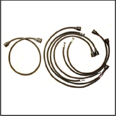 PN 1243798 - 1692601 lacquered-cotton spark plug wire set for all 1946-48 Dodge; all 1946-48 DeSoto and 1946-48 Chrysler 6-cylinder