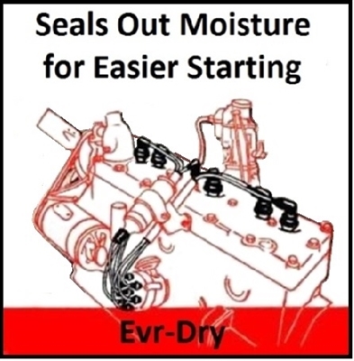 Evr-Dry wires developed by Chrysler Corp. engineers during the War to prevent moisture that collects in the wells around the spark plug from shorting-out the plugs