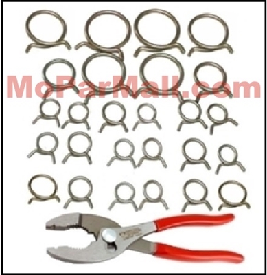 25-piece set of factory assembly line type hose clamp for all 1955-76 Chrysler Corp vehicles