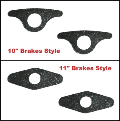 (2) 2260788 or 2267045 brake shoe guide plates used to secure the drum brake shoes on 1962-76 Plymouth Barracuda - Belvedere - Duster - Fury - GTX - RoadRunner - Satellite - Savoy - Scamp; 1962-76 Dodge Challenger - Charger - Dart - Demon - Monaco - Polar