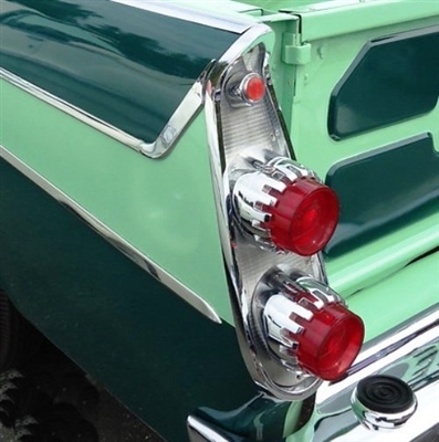 4-piece set of PN 1810225 - 1810232 tail - stop - turn signal - back-up light lenses for 1958 Dodge D-100 Sweptside pickups