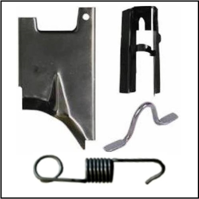 4-piece bumper jack tie-down bracket, hook and spring set all 1970-76 Plymouth Duster - Scamp - Valiant and all 1970-76 Dodge Dart - Demon - Sport