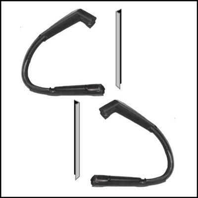 Pair of molded front door vent wing gaskets and division bar "L" channels for 1949-52 Dodge Coronet - Meadowbrook - Wayfarer; 1949-52 DeSoto Custom - DeLuxe - FireDome and 1949-52 Chrysler Imperial - New Yorker - Royal - Saratoga - Town/Country - Windsor