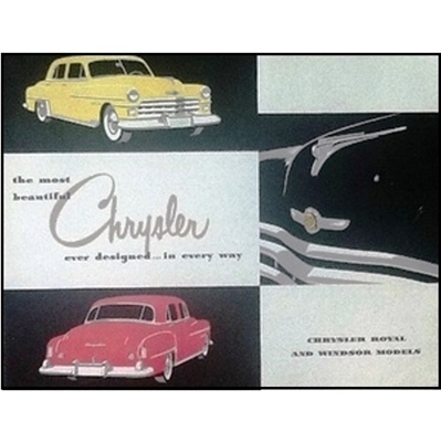 12" x 9" 16-page color showroom catalog for 1950 Chrysler Royal and Windsor
