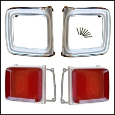Set of tail lamp lenses with gaskets and bezels for 1969 Plymouth Belvedere - GTX - RoadRunner - Satellite - Sport Satellite