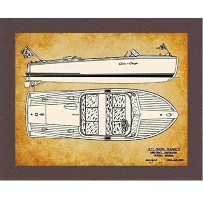 Matted brown-tone print of Chris-Craft 18" Riviera