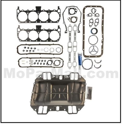 Complete engine gasket set for 1965-66 Plymouth Fury; Dodge Monaco - Polara; Chrysler & Imperial with 361-383-413-426-440 CID