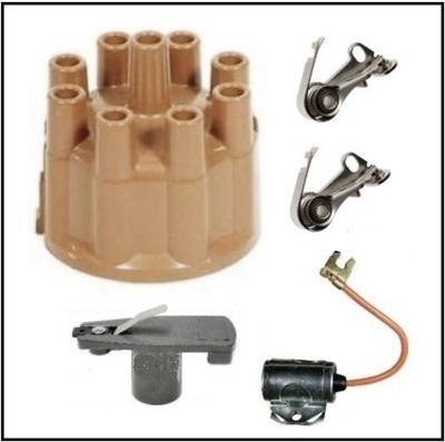 Correct PN 2585000 tan distributor cap with points, rotor and condenser for 1964-71 Plymouth and Dodge A-Body with 273-340-383-440 CID engine and AutoLite/PrestoLite distributor