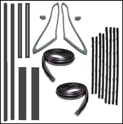 20-piece door and quarter window seal set for 1964-65 Plymouth Belvedere; 1964 Fury; 1964 Dodge Polara - 440 and 1965 Coronet - Satellite 2-door hardtops