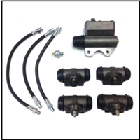 9-piece set includes the master cylinder, all (4) wheel cylinders, all (3) rubber brake hoses and a hydraulic stop light switch