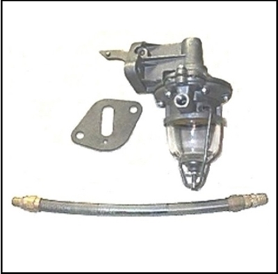Freshly remanufactured fuel pump and hose for all 1939-41 Plymouth, Dodge, DeSoto and Chrysler 6-cylinder