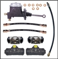 Master cylinder, (4) wheel cylinders and (3) flexible hoses for all 1960-66 Plymouth Valiant; all 1964-66 Barracuda; all 1961-62 Dodge Lancer and all 1963-66 Dart