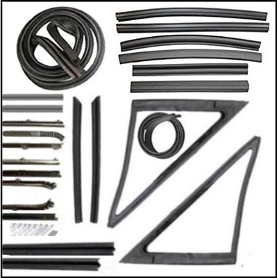 24-piece vent window, door window, quarter window and folding top seal set for 1967-69 Plymouth and Dodge A-Body convertibles